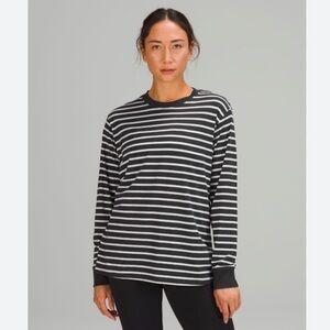 lululemon athletica Black and White Striped Long Sleeve Tee